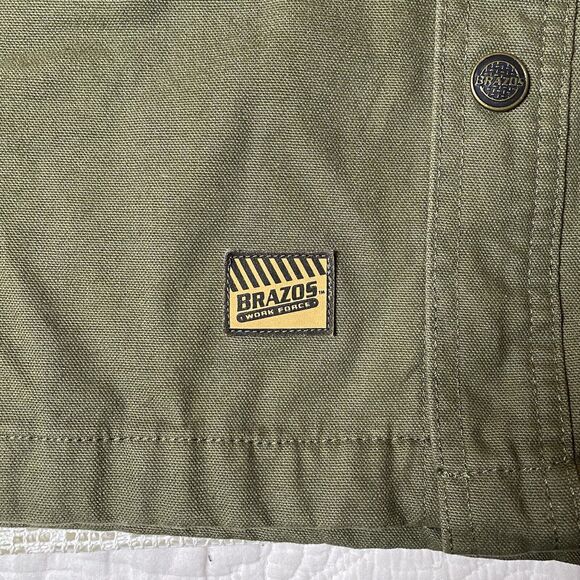 BRAZOS WORK FORCE Jacket Green Twill Flannel Lined Snap Outdoor Mens 2XL XXL - Picture 9 of 12